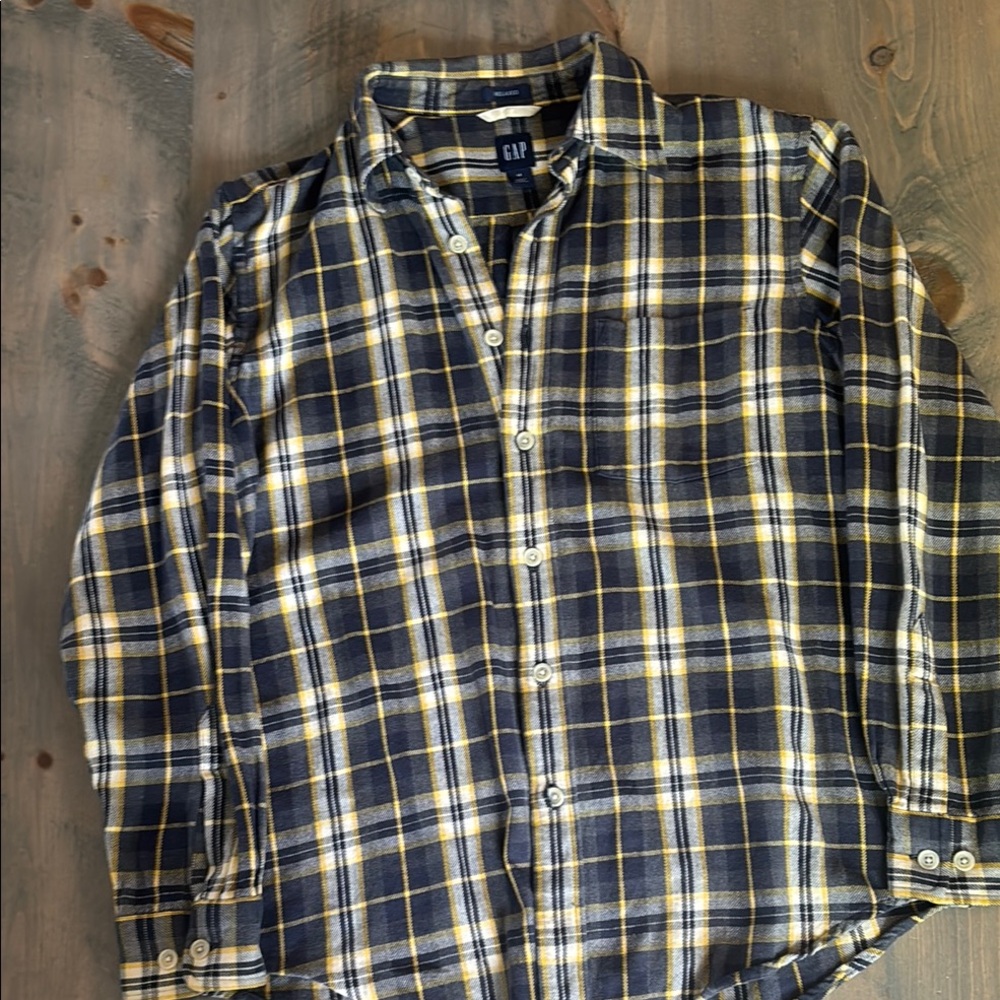 GAP Blue and Yellow Casual Button Down Shirt